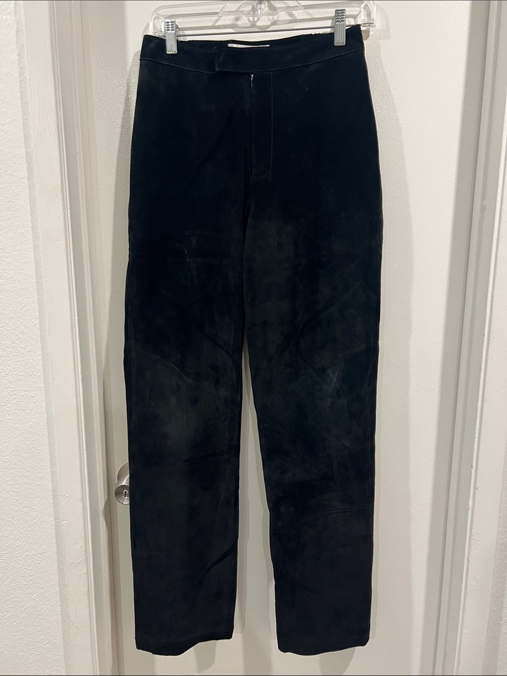 Margaret Godfrey Black Straight-Leg Suede Pants 100% Genuine Leather Size 8